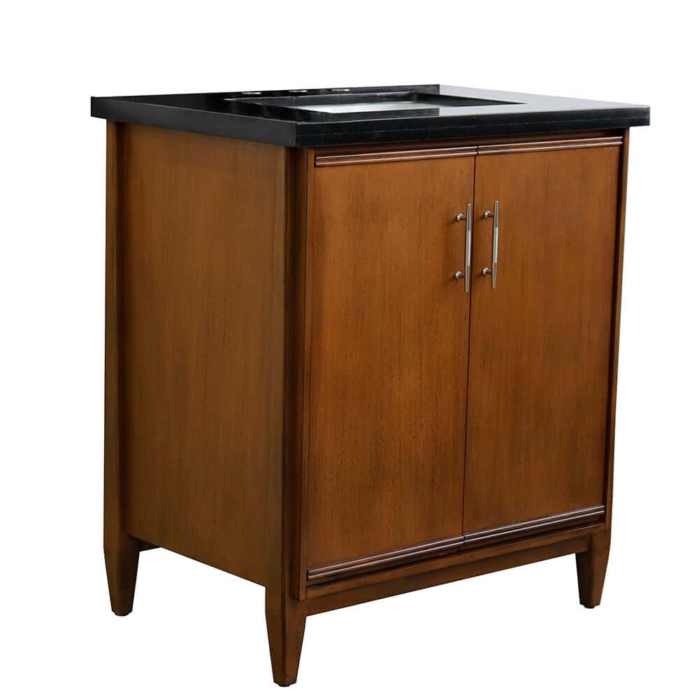 31" Single sink vanity in Walnut finish with Black galaxy granite with rectangle sink - 400901-31-WA-BGR