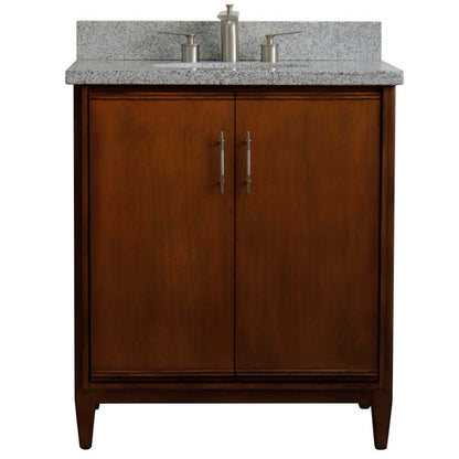 31" Single sink vanity in Walnut finish with Gray granite with oval sink - 400901-31-WA-GYO