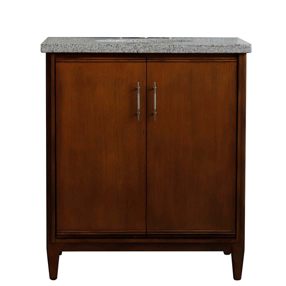 31" Single sink vanity in Walnut finish with Gray granite with oval sink - 400901-31-WA-GYO