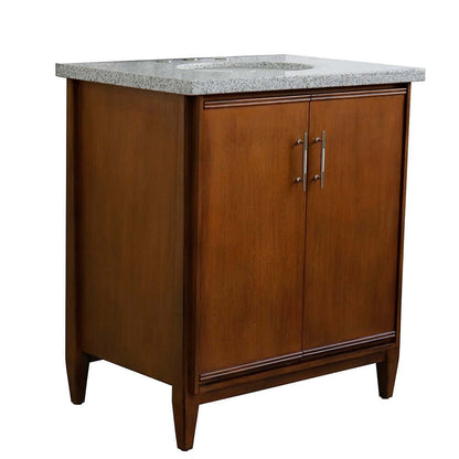 31" Single sink vanity in Walnut finish with Gray granite with oval sink - 400901-31-WA-GYO