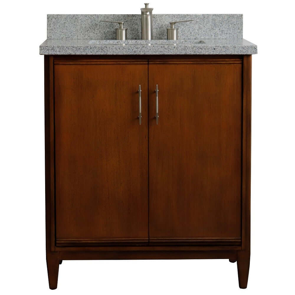 31" Single sink vanity in Walnut finish with Gray granite with rectangle sink - 400901-31-WA-GYR