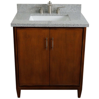 31" Single sink vanity in Walnut finish with Gray granite with rectangle sink - 400901-31-WA-GYR