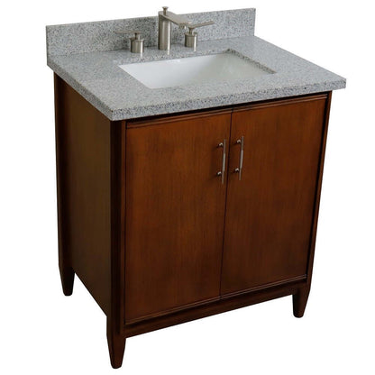 31" Single sink vanity in Walnut finish with Gray granite with rectangle sink - 400901-31-WA-GYR