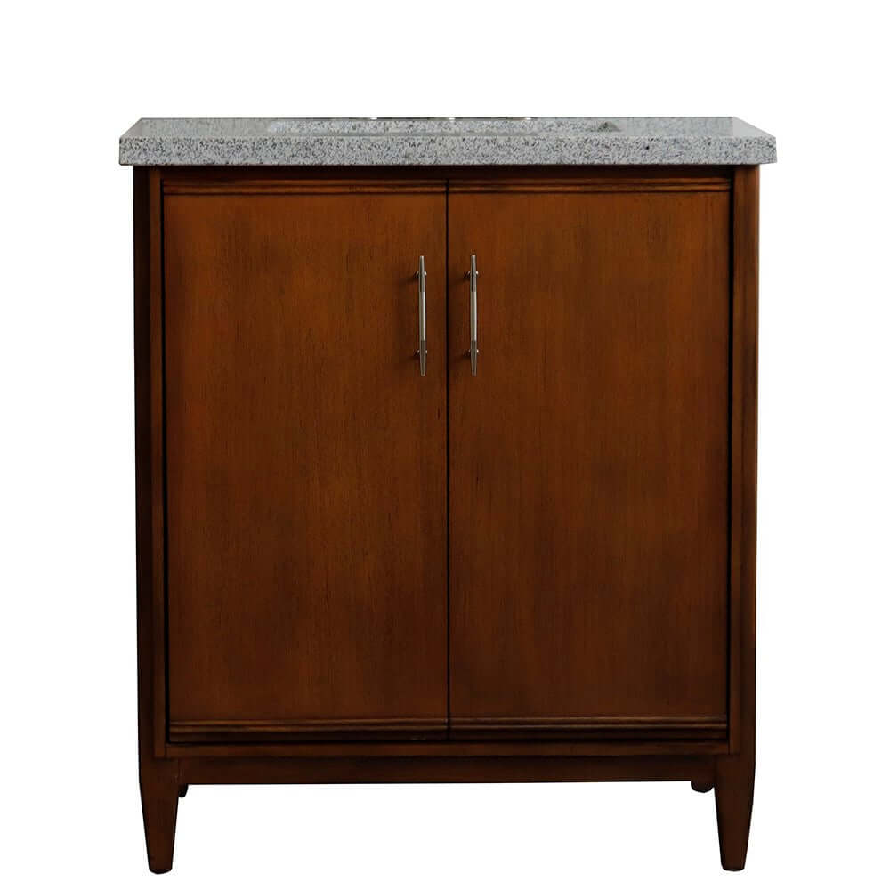 31" Single sink vanity in Walnut finish with Gray granite with rectangle sink - 400901-31-WA-GYR