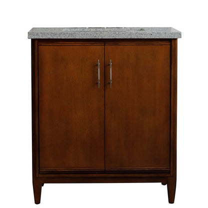 31" Single sink vanity in Walnut finish with Gray granite with rectangle sink - 400901-31-WA-GYR