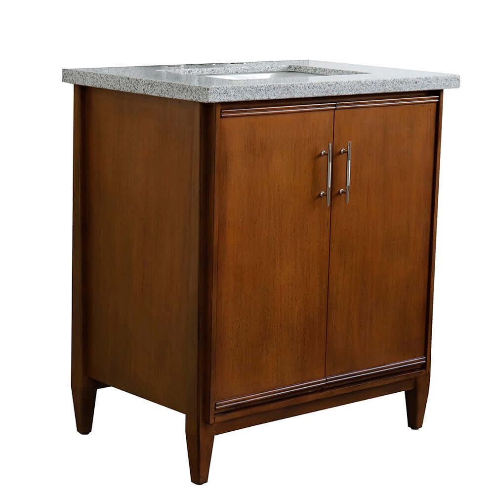 31" Single sink vanity in Walnut finish with Gray granite with rectangle sink - 400901-31-WA-GYR