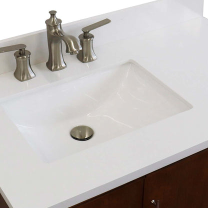 37" Single vanity in Walnut finish with White quartz and rectangle sink- Left door/Left sink - 400901-37L-WA-WERL