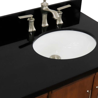 37" Single vanity in Walnut finish with Black galaxy and oval sink- Right door/Right sink - 400901-37R-WA-BGOR