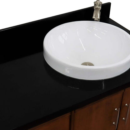 37" Single vanity in Walnut finish with Black galaxy and round sink- Right door/Right sink - 400901-37R-WA-BGRDR