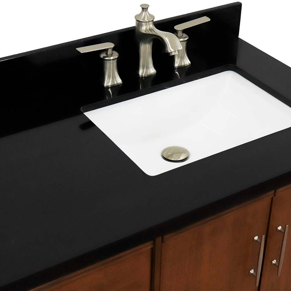 37" Single vanity in Walnut finish with Black galaxy and rectangle sink- Right door/Right sink - 400901-37R-WA-BGRR