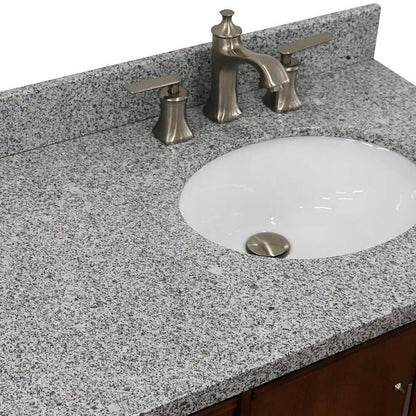 37" Single vanity in Walnut finish with Gray granite and oval sink- Right door/Right sink - 400901-37R-WA-GYOR