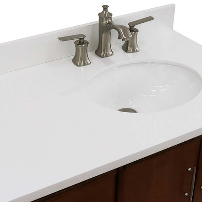 37" Single vanity in Walnut finish with White quartz and oval sink- Right door/Right sink - 400901-37R-WA-WEOR