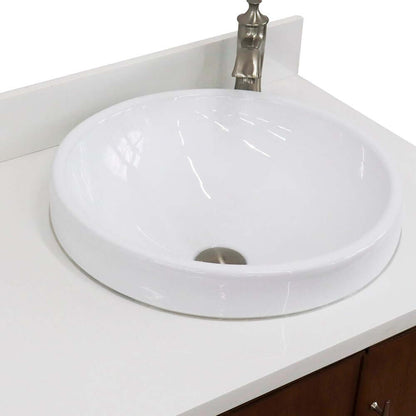 37" Single vanity in Walnut finish with White quartz and round sink- Right door/Right sink - 400901-37R-WA-WERDR