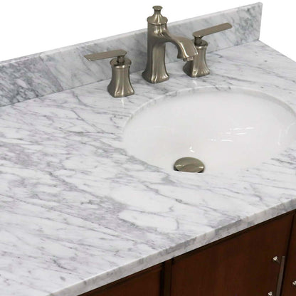 37" Single vanity in Walnut finish with White Carrara and oval sink- Right door/Right sink - 400901-37R-WA-WMOR