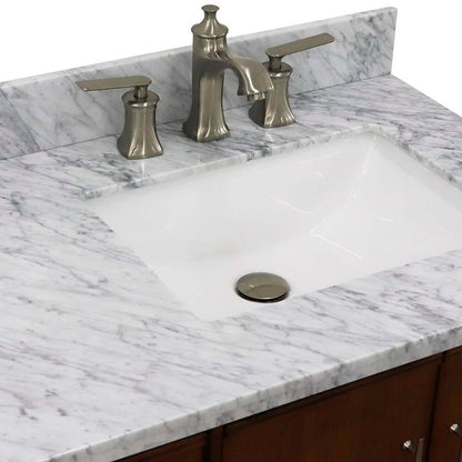 37" Single vanity in Walnut finish with White Carrara and rectangle sink- Right door/Right sink - 400901-37R-WA-WMRR