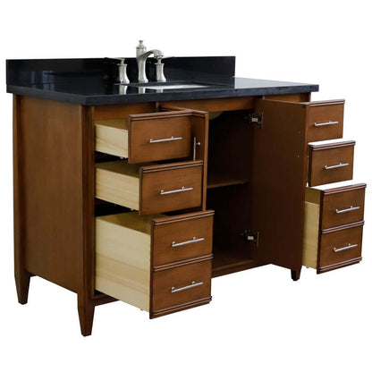 49" Single sink vanity in Walnut finish with Black galaxy granite and rectangle sink - 400901-49S-WA-BGR