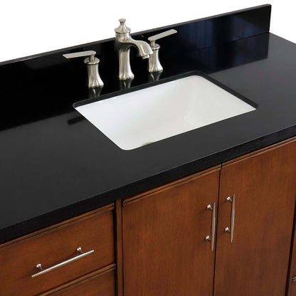 49" Single sink vanity in Walnut finish with Black galaxy granite and rectangle sink - 400901-49S-WA-BGR