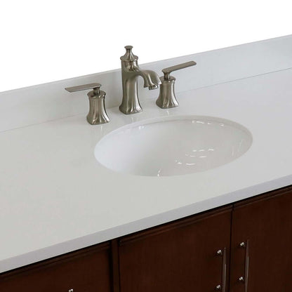 49" Single sink vanity in Walnut finish with White quartz and oval sink - 400901-49S-WA-WEO