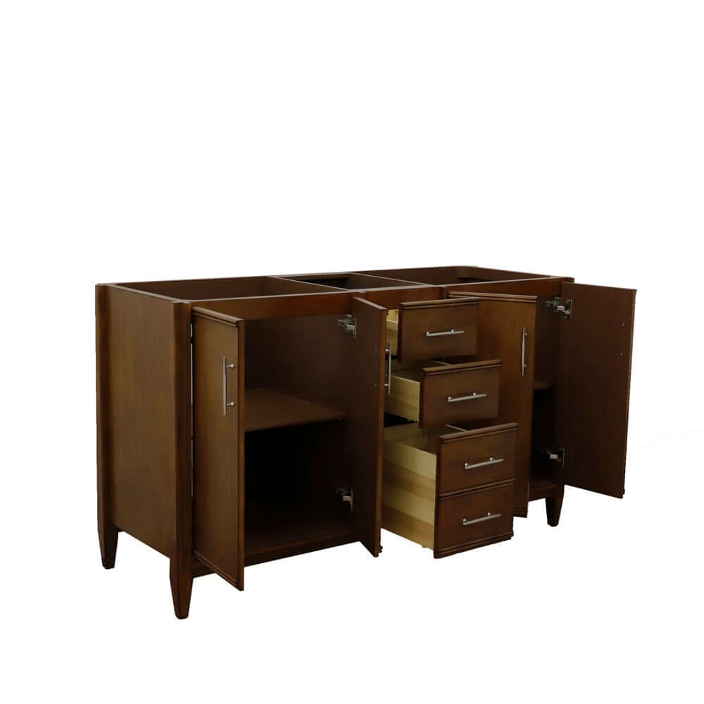 60" Double vanity in Walnut finish - cabinet only - 400901-60D-WA