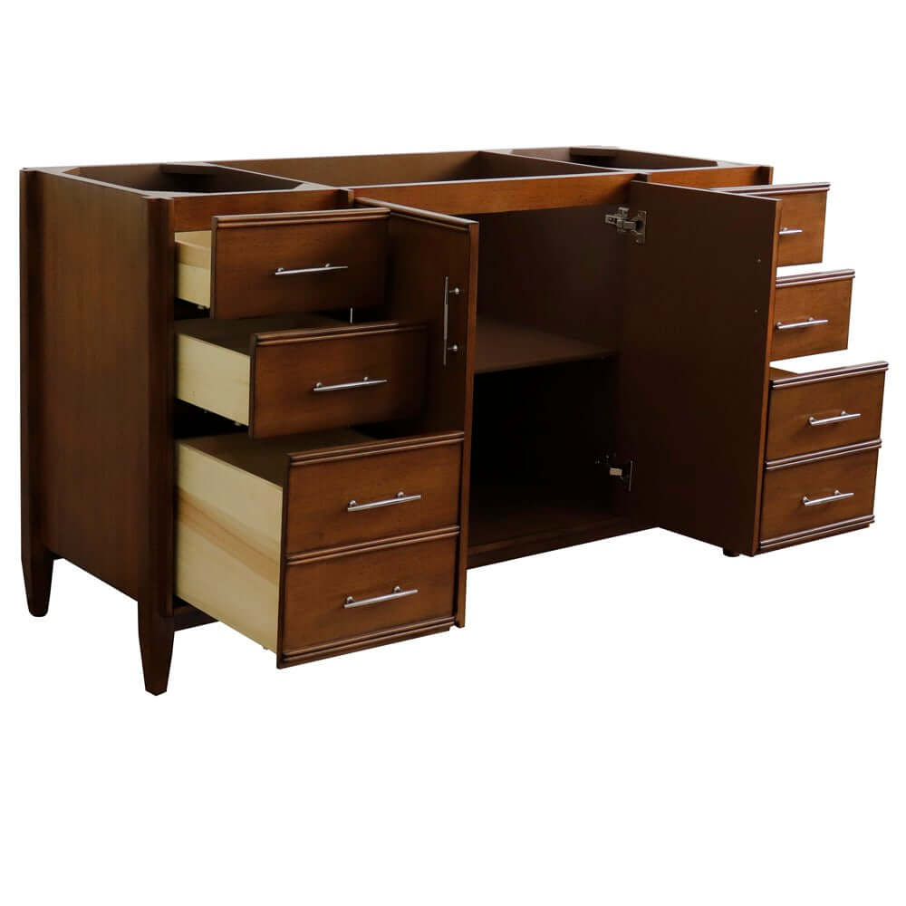 60" Single sink vanity in Walnut finish - cabinet only - 400901-60S-WA