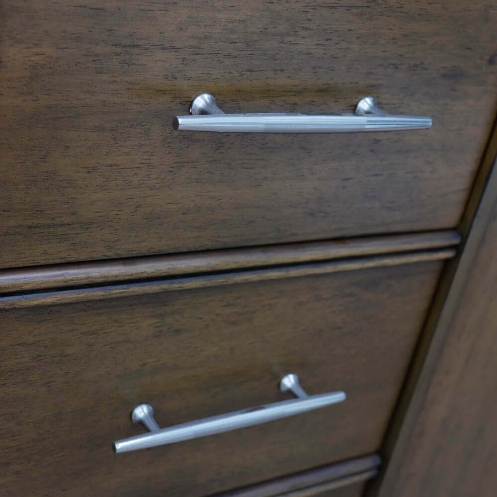 61" Double sink vanity in Walnut finish with Black galaxy granite and rectangle sink - 400901-61D-WA-BGR