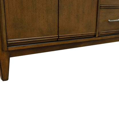 61" Double sink vanity in Walnut finish with Gray granite and round sink - 400901-61D-WA-GYRD