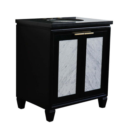 31" Single sink vanity in Black finish with Black galaxy granite with oval sink - 400990-31-BL-BGO