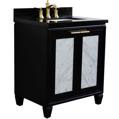 31" Single sink vanity in Black finish with Black galaxy granite with rectangle sink - 400990-31-BL-BGR