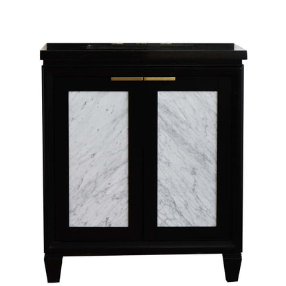 31" Single sink vanity in Black finish with Black galaxy granite with rectangle sink - 400990-31-BL-BGR