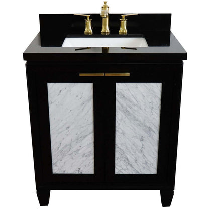 31" Single sink vanity in Black finish with Black galaxy granite with rectangle sink - 400990-31-BL-BGR