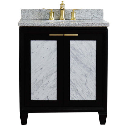 31" Single sink vanity in Black finish with Gray granite with oval sink - 400990-31-BL-GYO