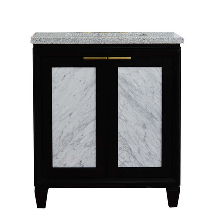 31" Single sink vanity in Black finish with Gray granite with rectangle sink - 400990-31-BL-GYR