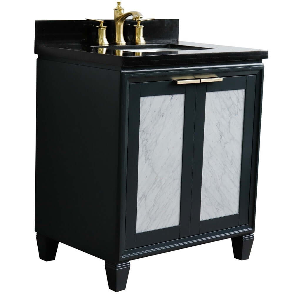 31" Single sink vanity in Dark Gray finish with Black galaxy granite with rectangle sink - 400990-31-DG-BGR