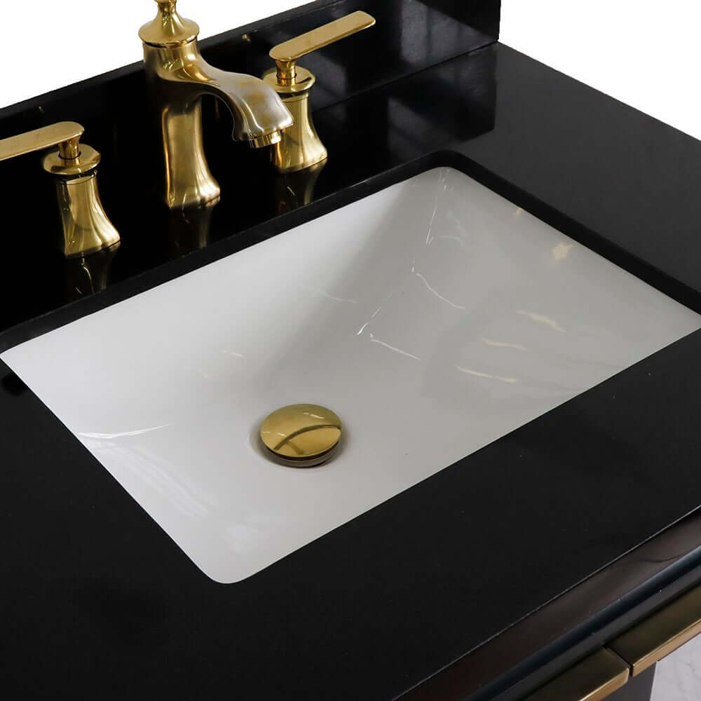 31" Single sink vanity in Dark Gray finish with Black galaxy granite with rectangle sink - 400990-31-DG-BGR