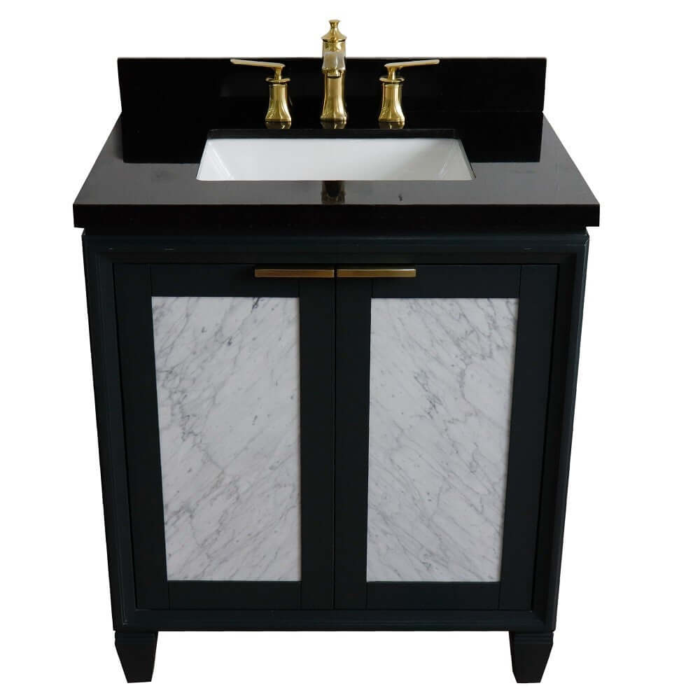 31" Single sink vanity in Dark Gray finish with Black galaxy granite with rectangle sink - 400990-31-DG-BGR