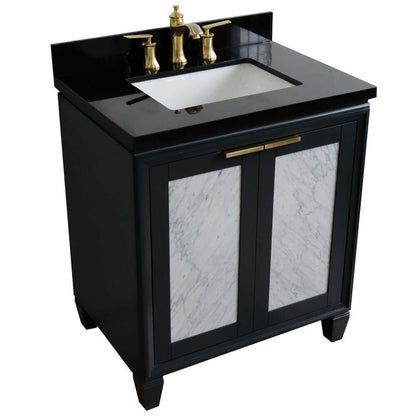 31" Single sink vanity in Dark Gray finish with Black galaxy granite with rectangle sink - 400990-31-DG-BGR