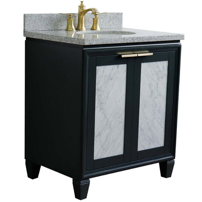 31" Single sink vanity in Dark Gray finish with Gray granite with oval sink - 400990-31-DG-GYO