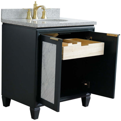 31" Single sink vanity in Dark Gray finish with Gray granite with oval sink - 400990-31-DG-GYO