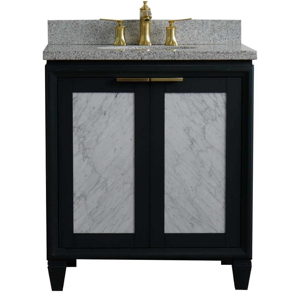 31" Single sink vanity in Dark Gray finish with Gray granite with oval sink - 400990-31-DG-GYO