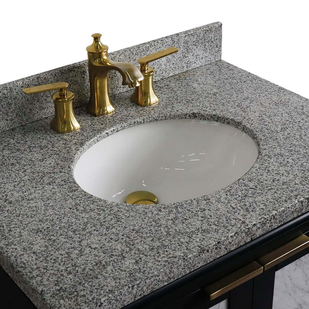 31" Single sink vanity in Dark Gray finish with Gray granite with oval sink - 400990-31-DG-GYO