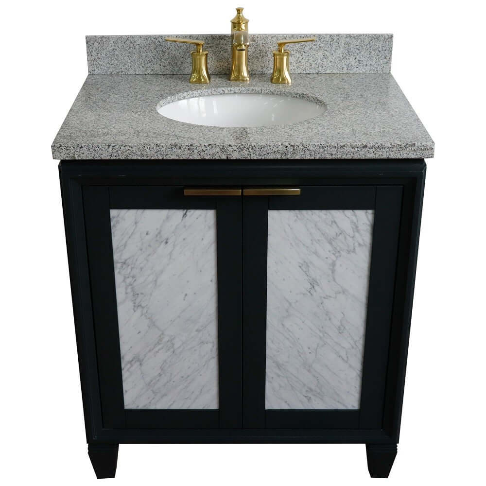 31" Single sink vanity in Dark Gray finish with Gray granite with oval sink - 400990-31-DG-GYO