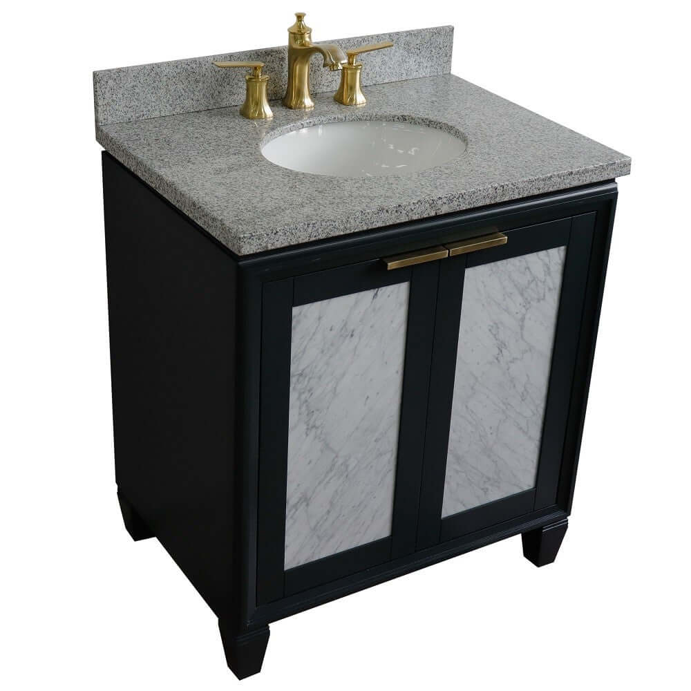 31" Single sink vanity in Dark Gray finish with Gray granite with oval sink - 400990-31-DG-GYO