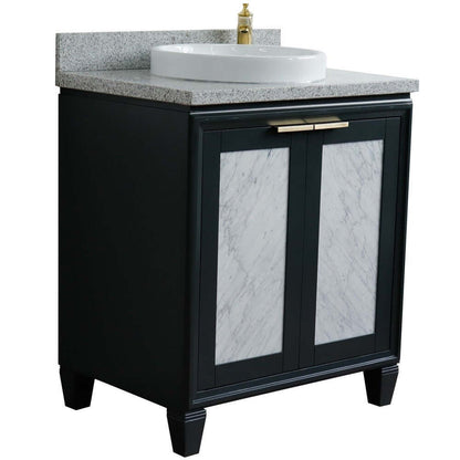 31" Single sink vanity in Dark Gray finish with Gray granite with round sink - 400990-31-DG-GYRD