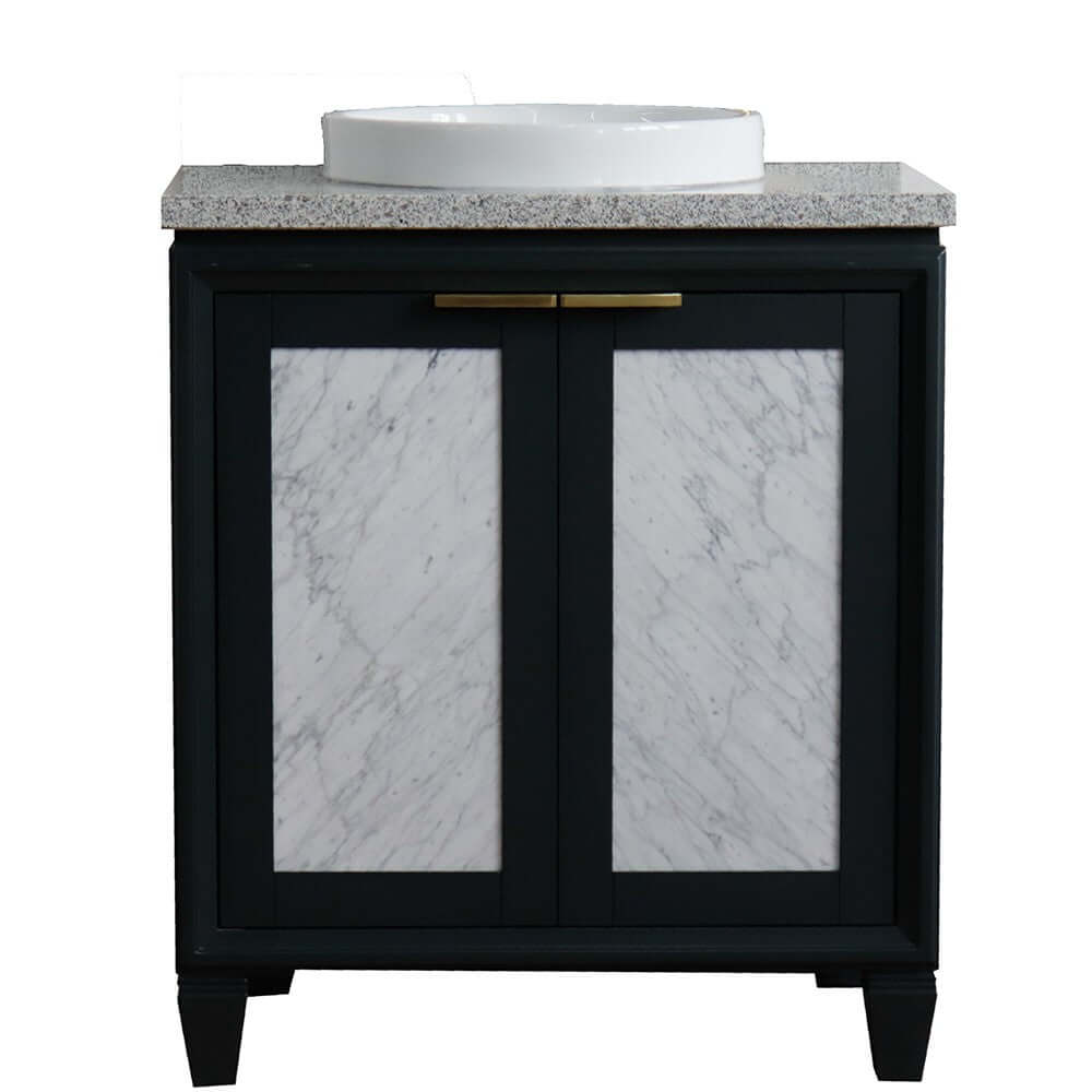 31" Single sink vanity in Dark Gray finish with Gray granite with round sink - 400990-31-DG-GYRD