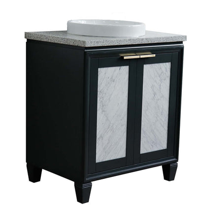 31" Single sink vanity in Dark Gray finish with Gray granite with round sink - 400990-31-DG-GYRD