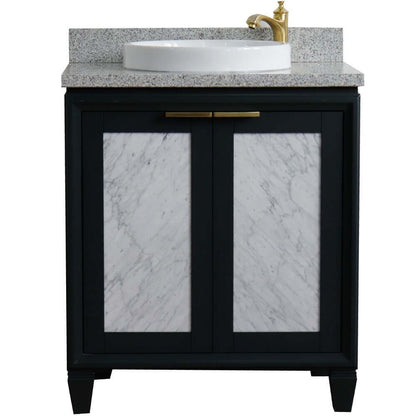 31" Single sink vanity in Dark Gray finish with Gray granite with round sink - 400990-31-DG-GYRD