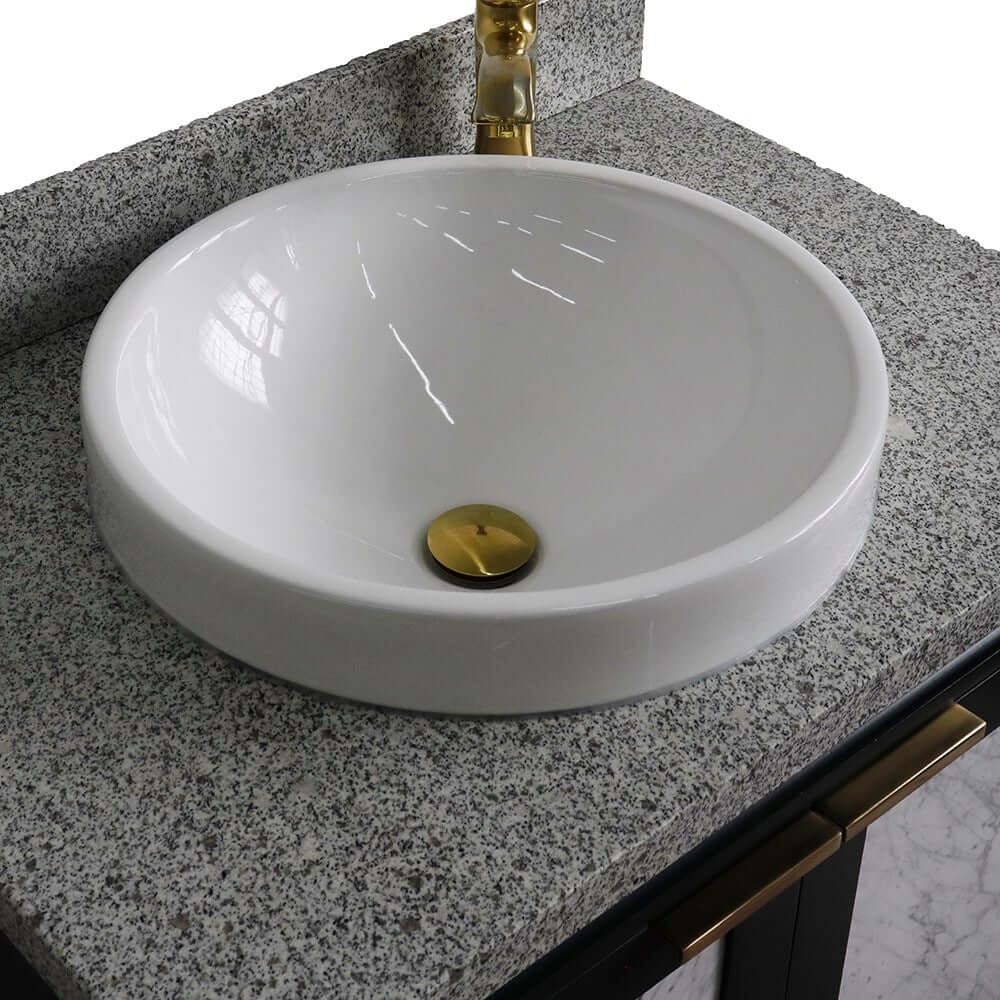 31" Single sink vanity in Dark Gray finish with Gray granite with round sink - 400990-31-DG-GYRD