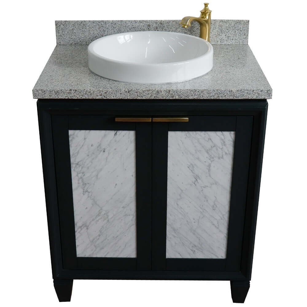 31" Single sink vanity in Dark Gray finish with Gray granite with round sink - 400990-31-DG-GYRD