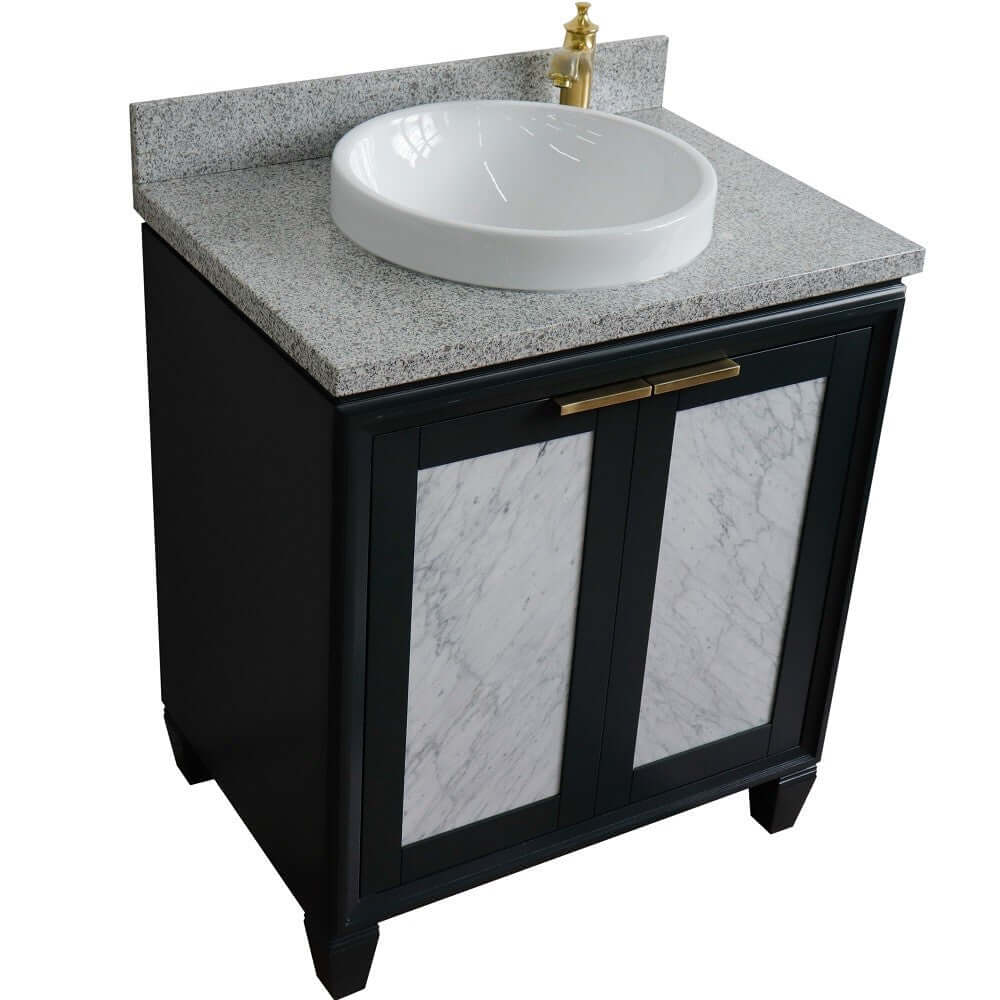 31" Single sink vanity in Dark Gray finish with Gray granite with round sink - 400990-31-DG-GYRD