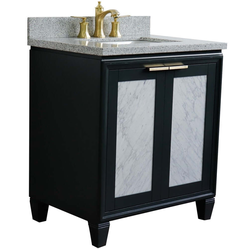 31" Single sink vanity in Dark Gray finish with Gray granite with rectangle sink - 400990-31-DG-GYR